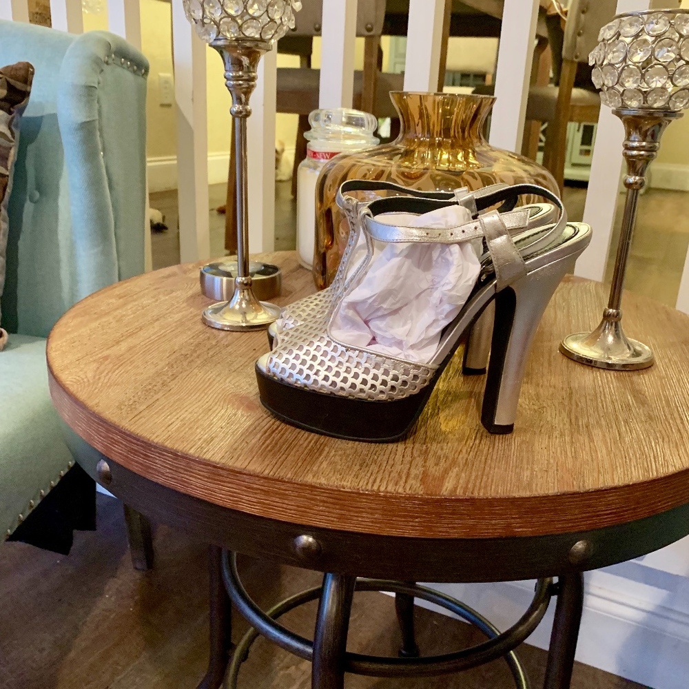 Authentic Fendi silver platform sandal size 36.5